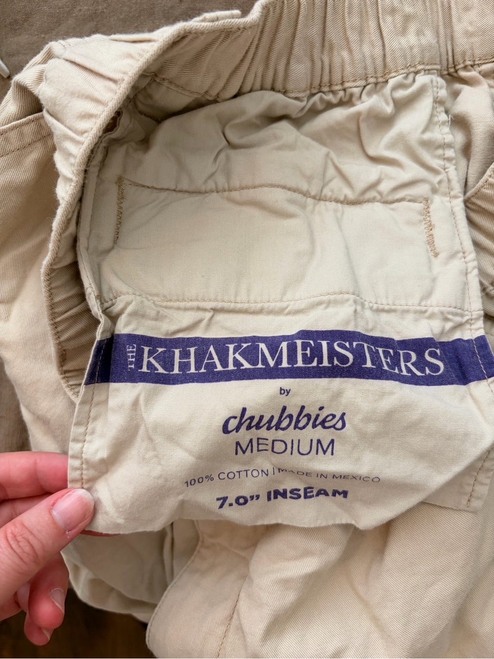 chubbies Khakmeisters Men’s Khaki/Tan Shorts with 7” Inseam